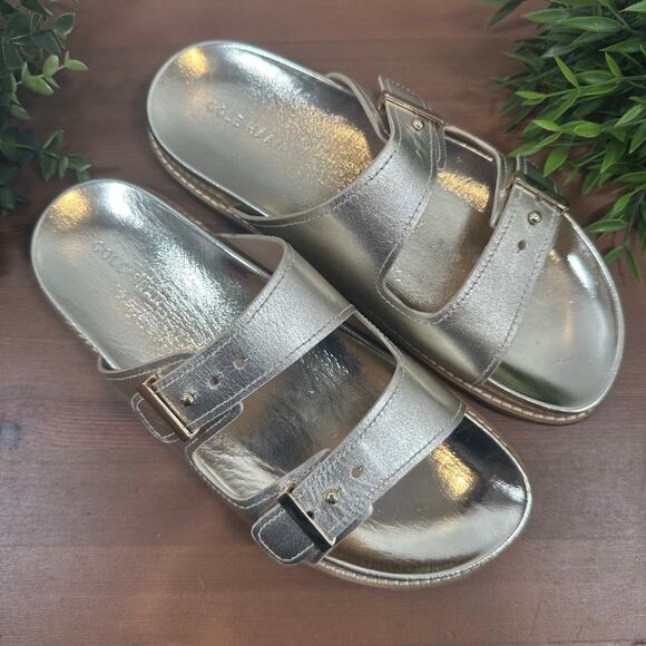 Cole Haan Women's Marisol Footbed Sandals Soft Gold Leather Size 9 - Picture 1 of 9